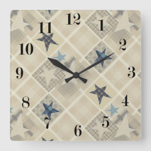 Reloj Cuadrado Stars , patchwork
