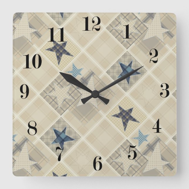 Reloj Cuadrado Stars , patchwork (Anverso)