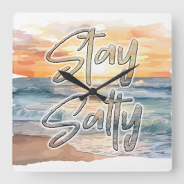 Reloj Cuadrado Stay Salty Sunset Beach
