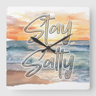 Reloj Cuadrado Stay Salty Sunset Beach
