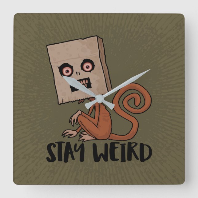Reloj Cuadrado Stay Weird Sack Monkey (Anverso)