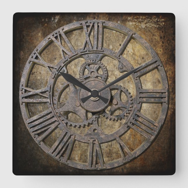 Reloj Cuadrado Steampunk 1 cuadrado (Anverso)