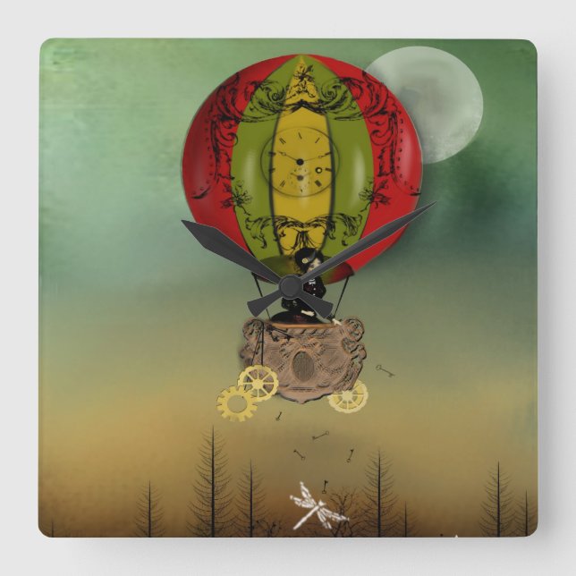 Reloj Cuadrado Steampunk Art Wall Clock (Anverso)