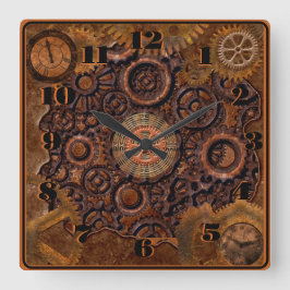 Reloj Cuadrado Steampunk Black, Brass, Brown