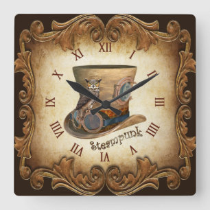Reloj Cuadrado Steampunk Goggle Gorra ~ Gran Lechuza Horneada ~ 
