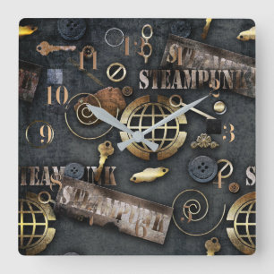 Reloj Cuadrado Steampunk, scrapbooking