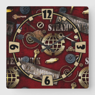 Reloj Cuadrado Steampunk, scrapbooking