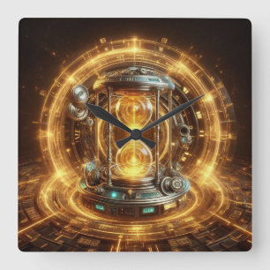 Reloj Cuadrado Steampunk, Time Machine, Time/Space/Continuum 003X