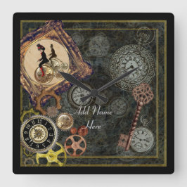 Reloj Cuadrado Steampunk wallclock square - add name personalizar