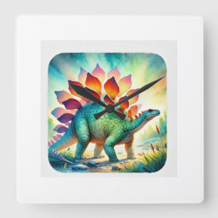 Reloj Cuadrado Stegosaurus in Watercolor 190724AREF136 - Watercol