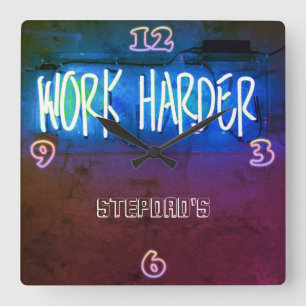 Reloj Cuadrado STEPDAD Mancave Bar Den Clock Neon - Personalizabl