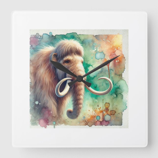 Reloj Cuadrado Steppe Mammoth 060824AREF134 - Watercolor (Anverso)