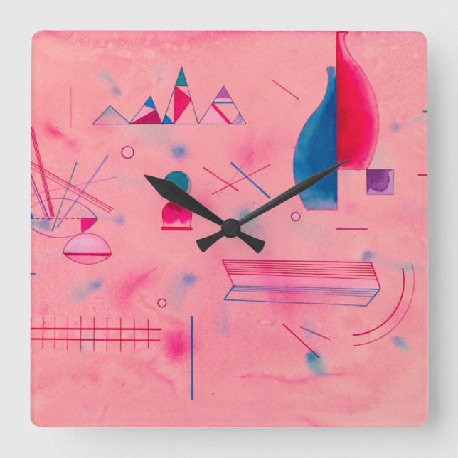 Reloj Cuadrado Sticks, The Rosa, 1933 por Wassily Kandinsky (Anverso)