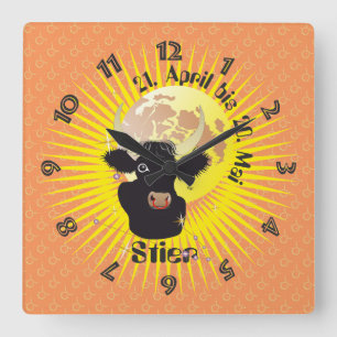 Reloj Cuadrado Stier 21. Abril bis 20. Mai Uhr