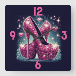 Reloj Cuadrado Stilettos y corazones rosados