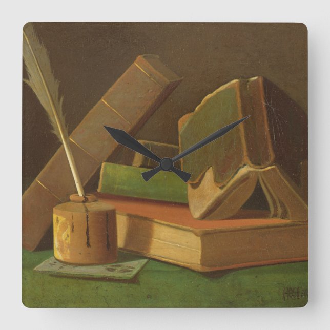 Reloj Cuadrado Still life with books and ink well (Anverso)