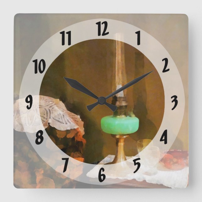 Reloj Cuadrado Still Life With Hurricane Lamp (Anverso)