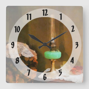 Reloj Cuadrado Still Life With Hurricane Lamp