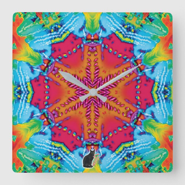 Reloj Cuadrado Stitches Kaleidoscope (Anverso)