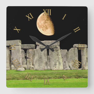 Reloj Cuadrado Stones Stonehenge de pie en Moonrise