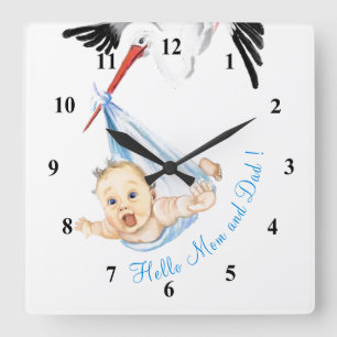 Reloj Cuadrado Stork Carrying Baby Wall Clock - Funny