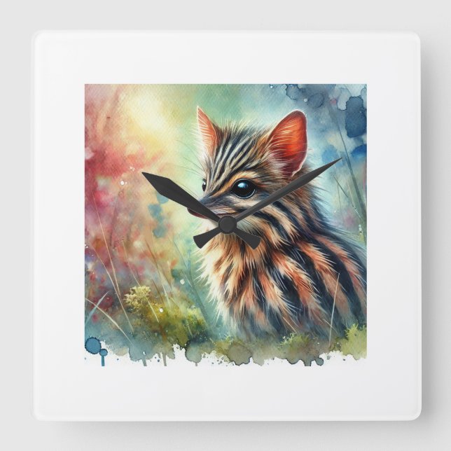 Reloj Cuadrado Streaked Xenops 050824AREF142 - Watercolor (Anverso)