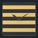 Reloj Cuadrado STRIPES ajustable Negro<br><div class="desc">Bandas de color contra el color de fondo que se pueden reemplazar. Juega con colores de fondo diferentes para crear una coincidencia personal!</div>