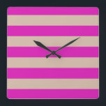 Reloj Cuadrado STRIPS ajustable Rosa<br><div class="desc">Bandas de color contra el color de fondo que se pueden reemplazar. Juega con colores de fondo diferentes para crear una coincidencia personal!</div>