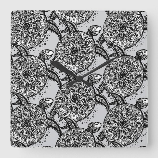 Reloj Cuadrado Style Turtle Pattern (Anverso)