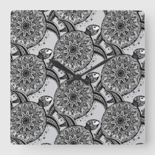 Reloj Cuadrado Style Turtle Pattern