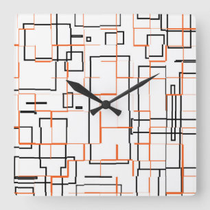 Reloj Cuadrado Stylish Orange Black Pattern