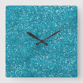 Reloj Cuadrado Stylish Turquoise Blue Glitter