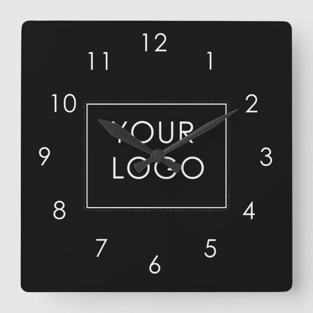 Reloj Cuadrado Su logotipo aquí Business Company Black (Anverso)