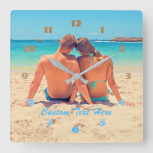 Reloj Cuadrado Su propio diseño Personalizado de foto Números de 