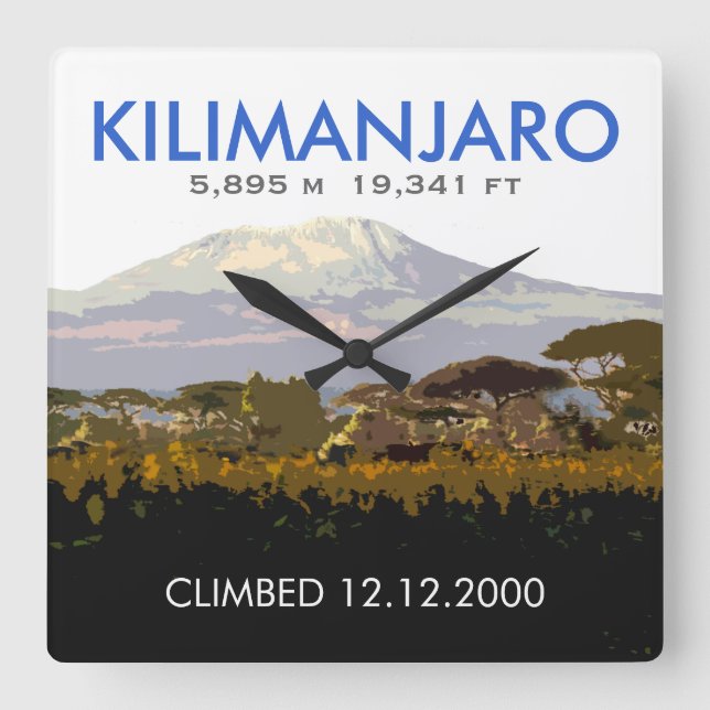 Reloj Cuadrado Subida personalizada del Mt Kilimanjaro (Anverso)