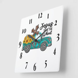 Reloj Cuadrado Sublimación de girasol/camión inspirador