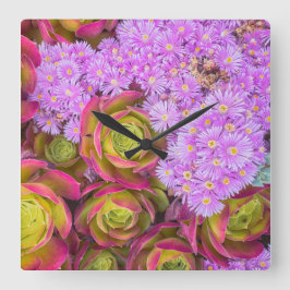 Reloj Cuadrado Suculentos