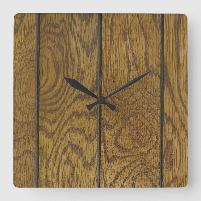 Reloj Cuadrado Suelo de grano de madera (Anverso)