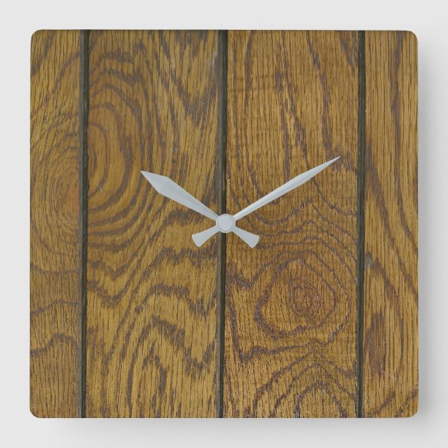 Reloj Cuadrado Suelo de grano de madera (Anverso)