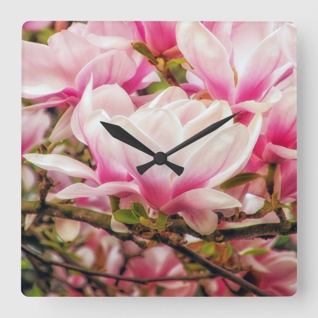 Reloj Cuadrado Sueño de la magnolia (Anverso)