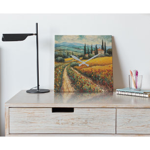 Reloj Cuadrado Sueños de la Toscana Dorada