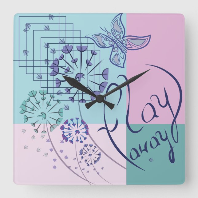 Reloj Cuadrado Sueños de mariposa (Anverso)