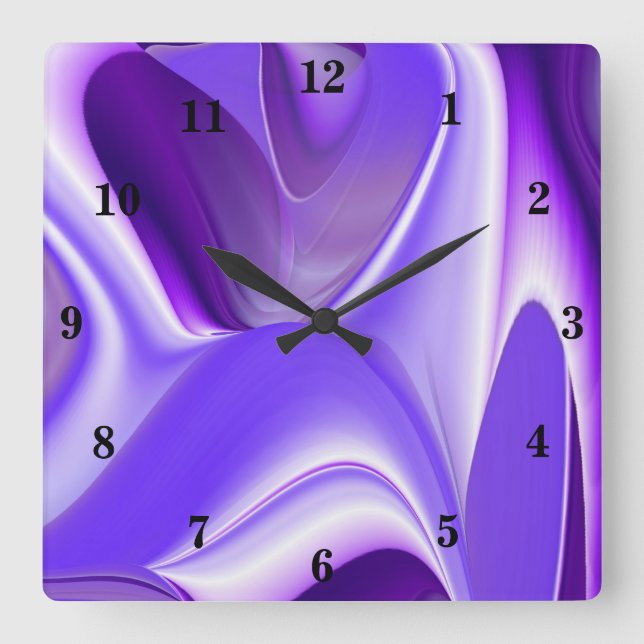 Reloj Cuadrado Sueños del arcoiris de flores moradas (Anverso)