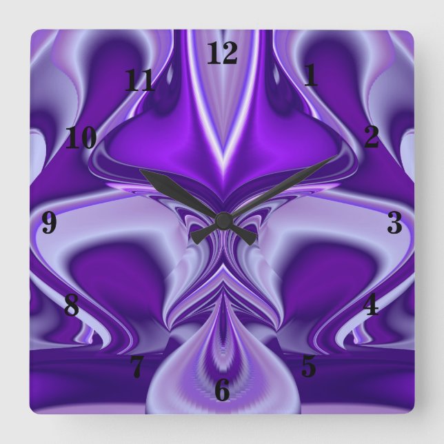 Reloj Cuadrado Sueños del arcoiris de flores moradas (Anverso)