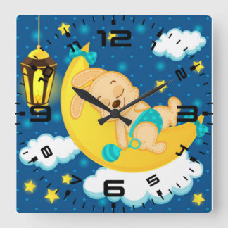Reloj Cuadrado Sueños dulces conejito bebé