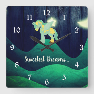 Reloj Cuadrado Sueños más dulces ~ Caballo de Pegasus durmiente