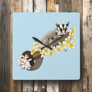 Reloj Cuadrado Sugar Glider Cute Floral