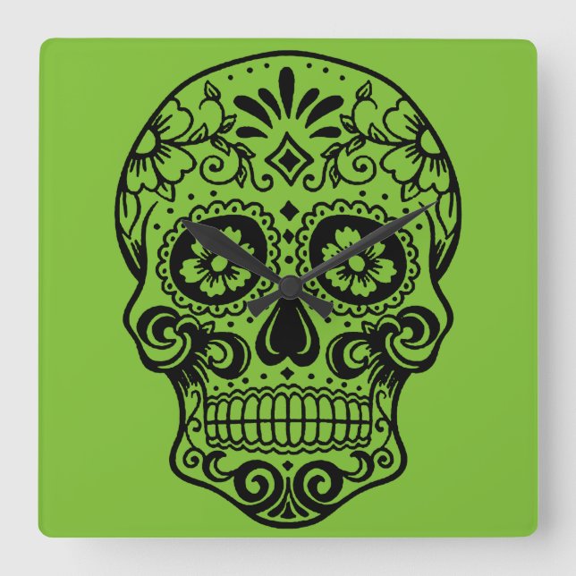 Reloj Cuadrado Sugar Skull Clock (Anverso)