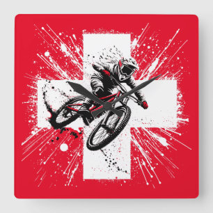 Reloj Cuadrado Suizo de Montacicleta cuesta abajo - Suiza