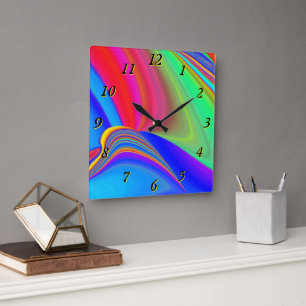 Reloj Cuadrado Summerfeeling, Resumen 3D Rainbowart